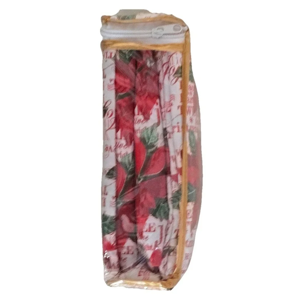 Lifestyles Home King Sheet Set Red White Floral‎ Christmas Holidays 4pc NEW